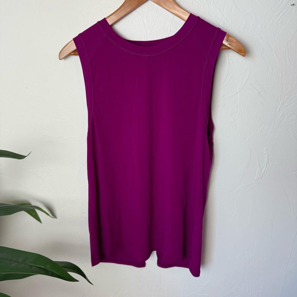 Fabletics Sleeveless Active Tank – Magenta Purple Open Back Workout Top (Small)
